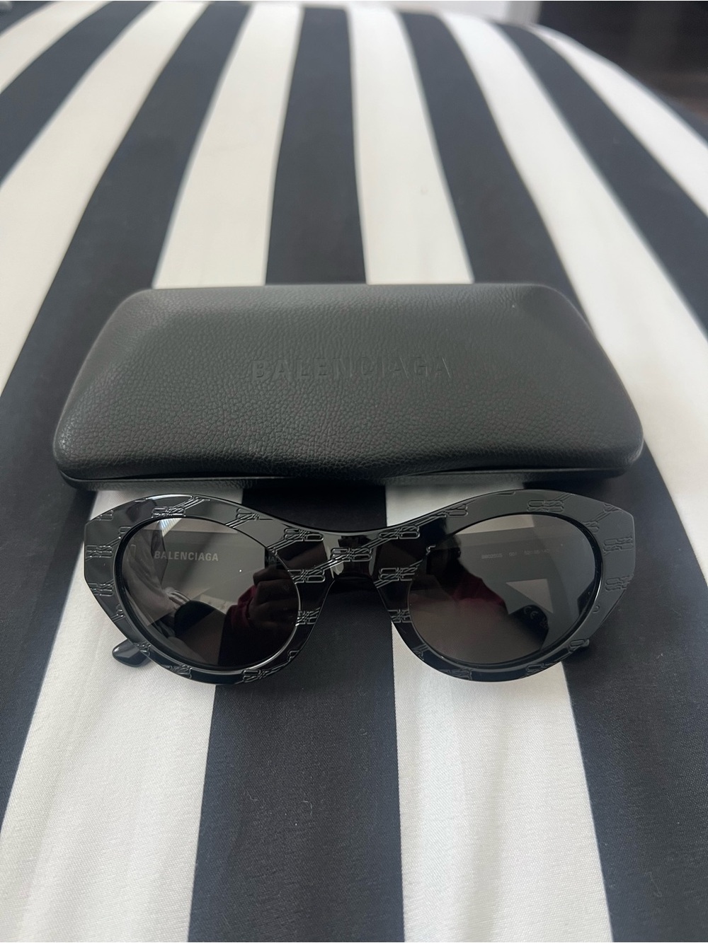 Balenciaga Glossy Black Monogram Cat-Eye Sunglasses